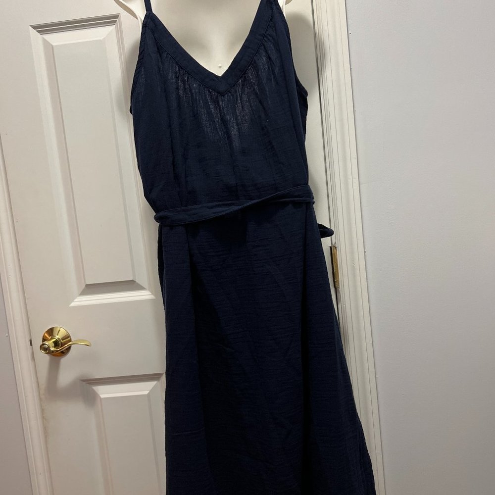 Gap V neck spaghetti strap NWT 100% cotton navy dress